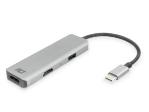 ACT AC7013 | Docking Station & Poortreplicator | USB-C 3.2 Gen 1 | Zwart/Grijs